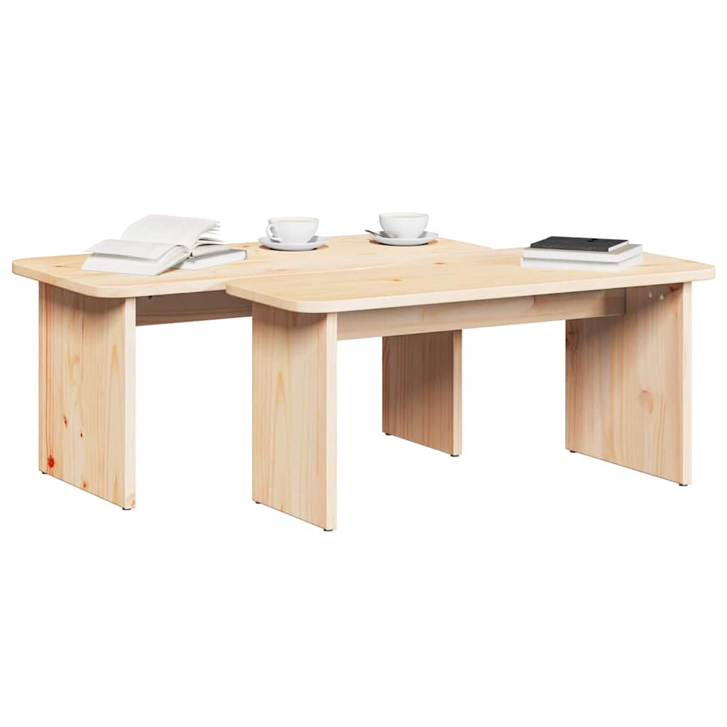 vidaXL Coffee Table 2 pcs Natural 100 x 69 x 35.5 cm Solid pine wood 3