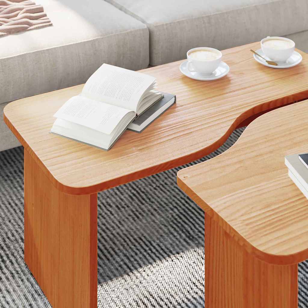 vidaXL Coffee Table 2 pcs Wax Brown 100 x 69 x 35.5 cm Solid pine wood 5