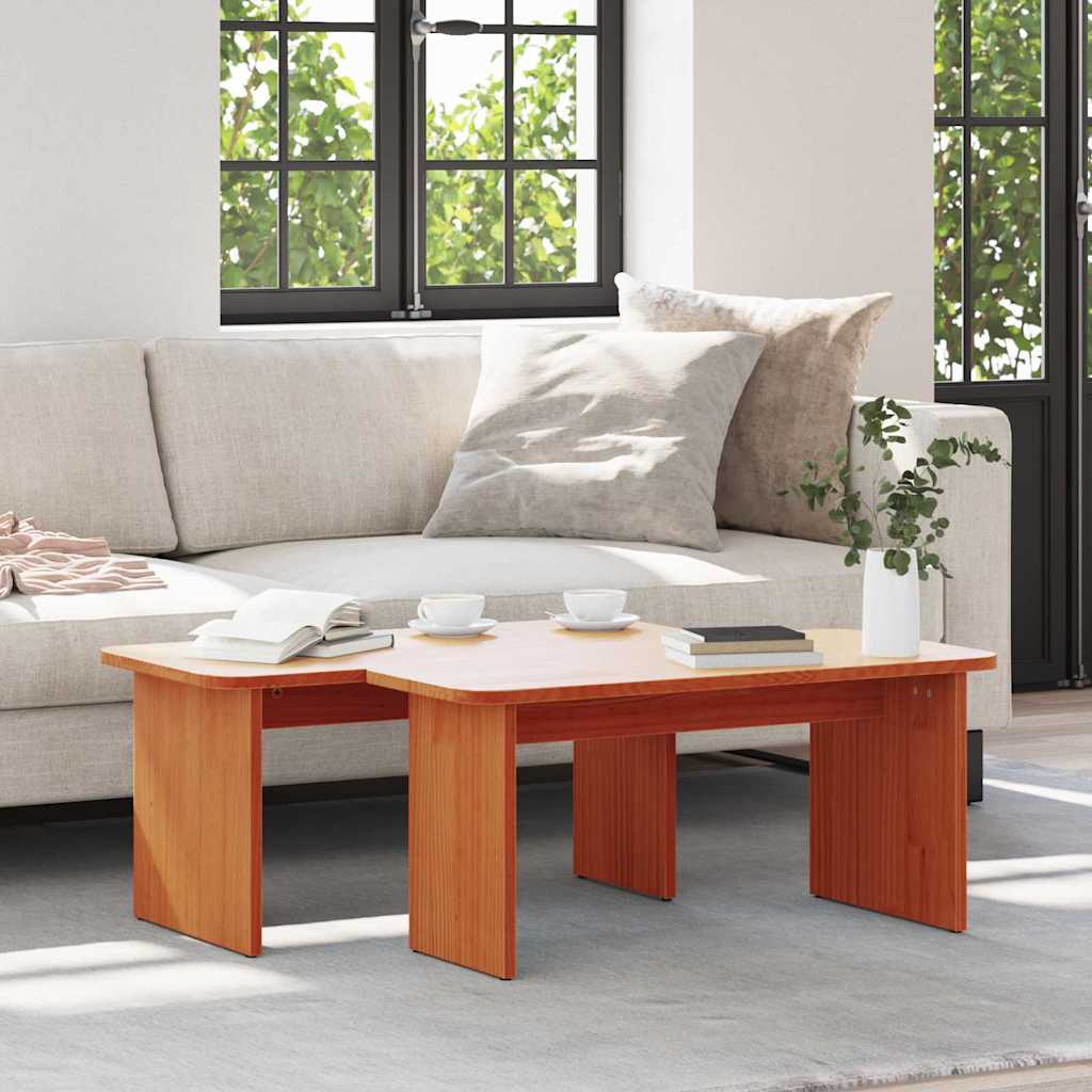 vidaXL Coffee Table 2 pcs Wax Brown 100 x 69 x 35.5 cm Solid pine wood 1