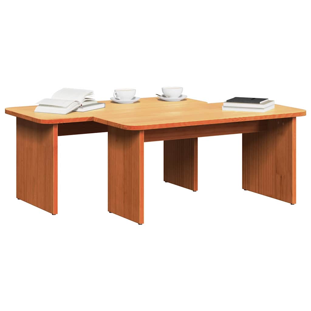 vidaXL Coffee Table 2 pcs Wax Brown 100 x 69 x 35.5 cm Solid pine wood 3