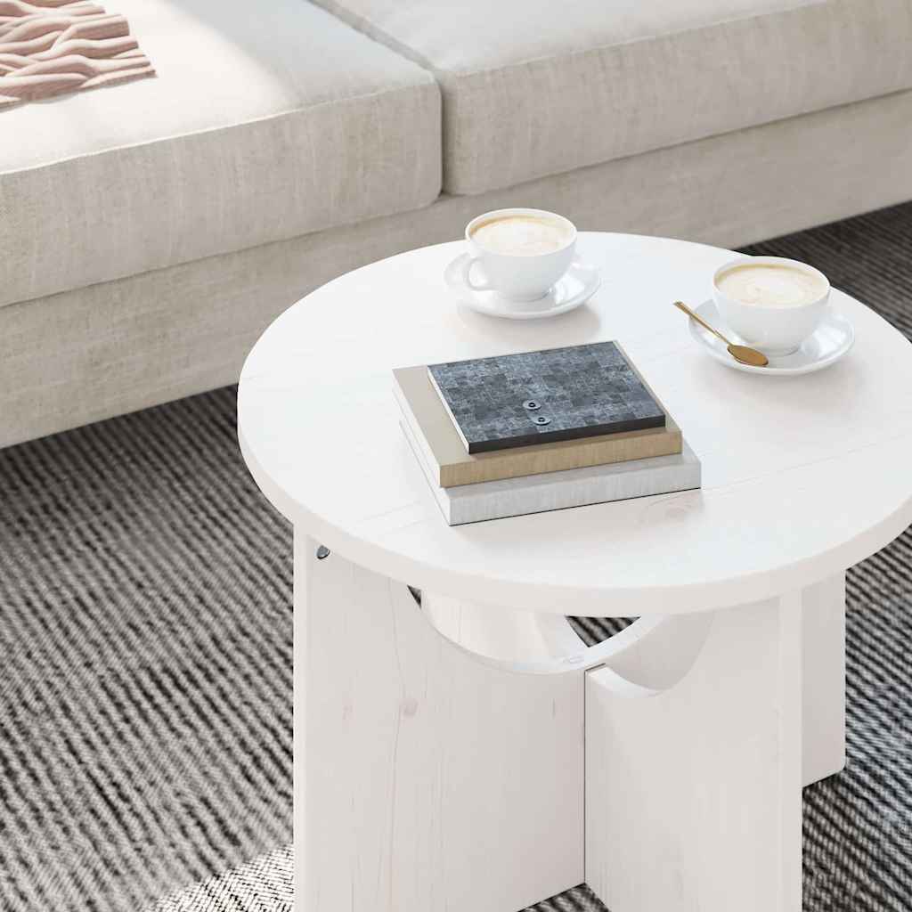vidaXL Coffee Table White 50 x 50 x 35 cm Solid pine wood 5