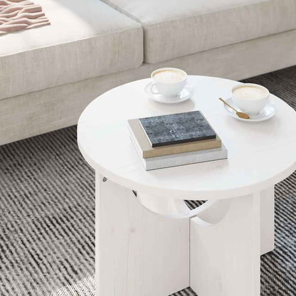 vidaXL Coffee Table White 50 x 50 x 35 cm Solid pine wood 5