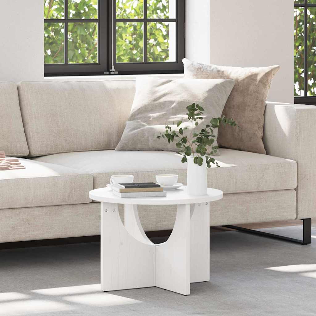 vidaXL Coffee Table White 50 x 50 x 35 cm Solid pine wood 1