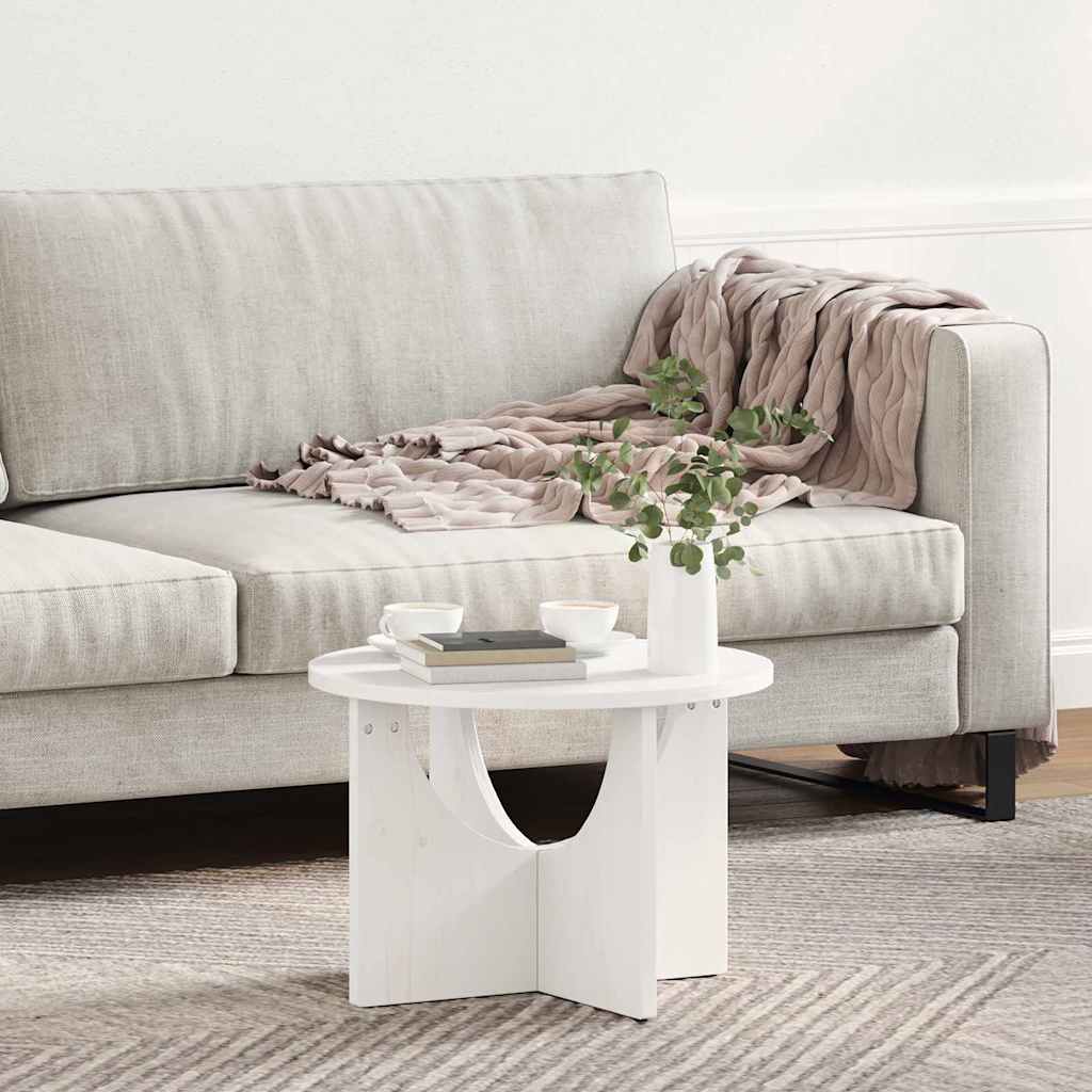 vidaXL Coffee Table White 50 x 50 x 35 cm Solid pine wood 4