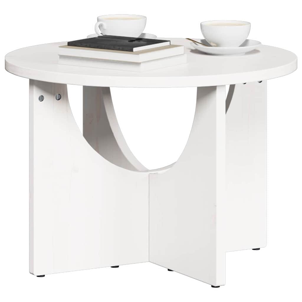 vidaXL Coffee Table White 50 x 50 x 35 cm Solid pine wood 3