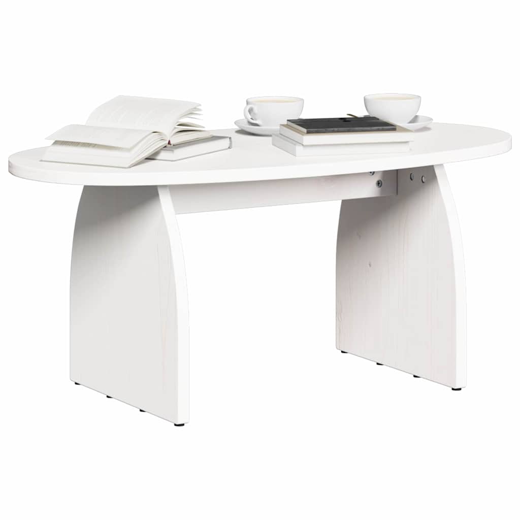 vidaXL Coffee Table White 80 x 40 x 35 cm Solid Pine Wood 3