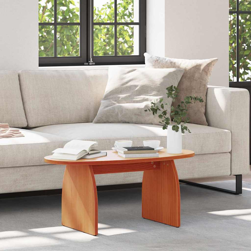 vidaXL Coffee Table Wax Brown 80 x 40 x 35 cm Solid Pine Wood 1