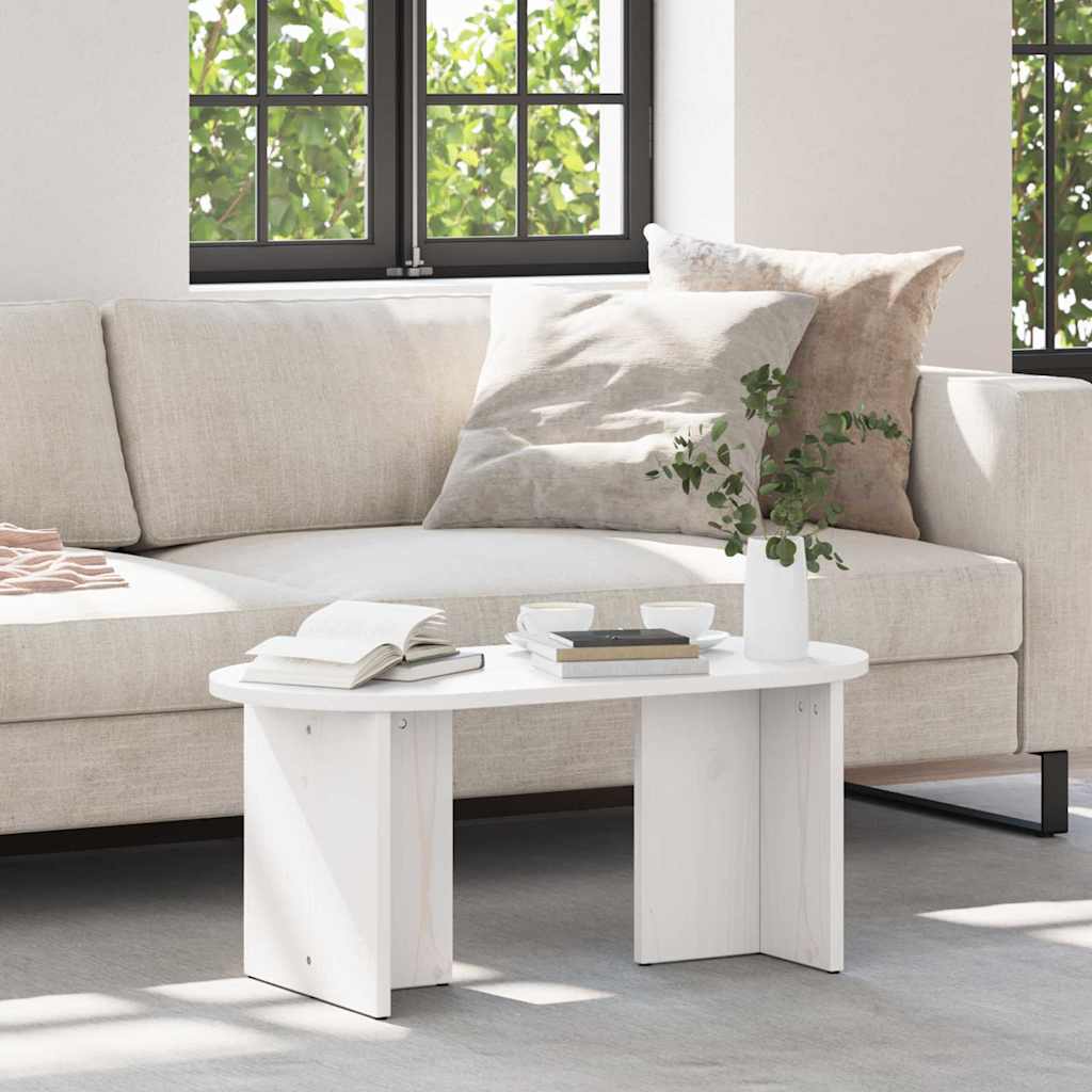 vidaXL Coffee Table White 80 x 39.5 x 35 cm Solid Pine wood 1