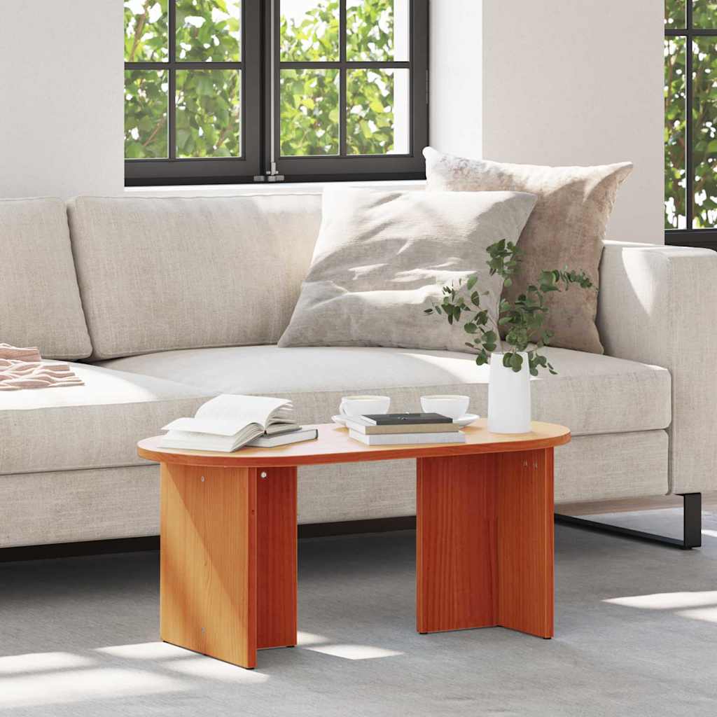 vidaXL Coffee Table Wax Brown 80 x 39.5 x 35 cm Solid Pine wood 1
