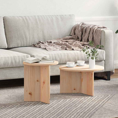 vidaXL Coffee Table 2 pcs Natural 49 x 49 x 28 cm Solid Pine wood 1