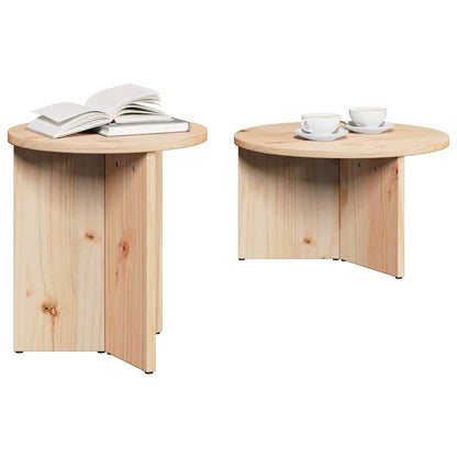 vidaXL Coffee Table 2 pcs Natural 49 x 49 x 28 cm Solid Pine wood 3