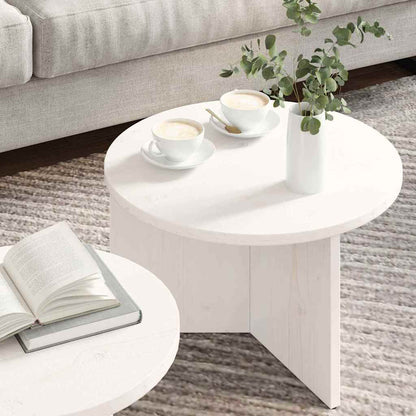 vidaXL Coffee Table 2 pcs White 49 x 49 x 28 cm Solid Pine wood 4