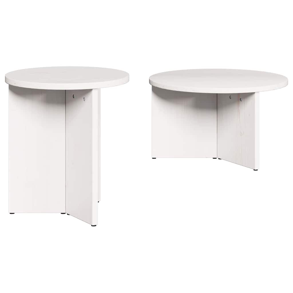 vidaXL Coffee Table 2 pcs White 49 x 49 x 28 cm Solid Pine wood 2
