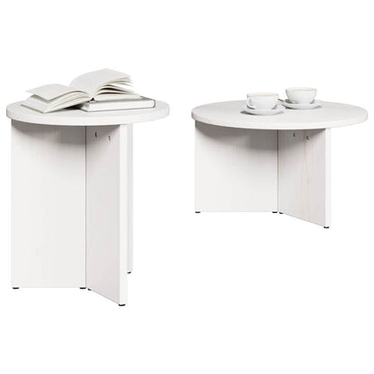 vidaXL Coffee Table 2 pcs White 49 x 49 x 28 cm Solid Pine wood 3