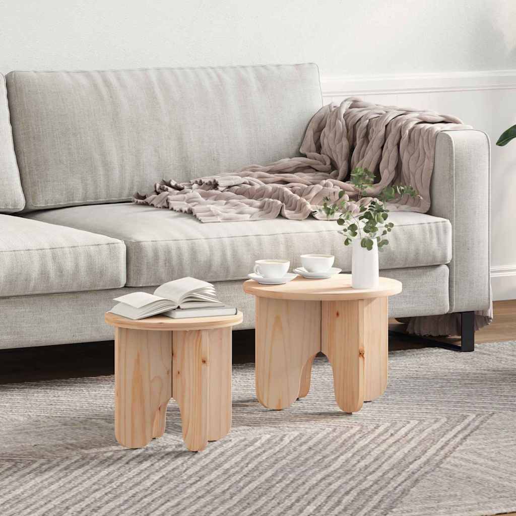 vidaXL Coffee Table 2 pcs Natural 39.5 x 39.5 x 30 cm Solid Pine wood 1