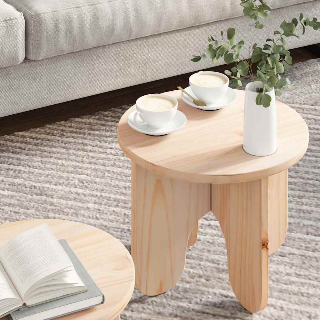 vidaXL Coffee Table 2 pcs Natural 39.5 x 39.5 x 30 cm Solid Pine wood 4