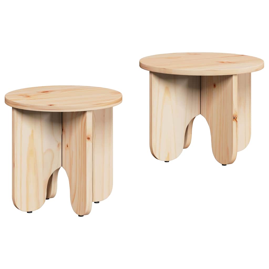 vidaXL Coffee Table 2 pcs Natural 39.5 x 39.5 x 30 cm Solid Pine wood 2