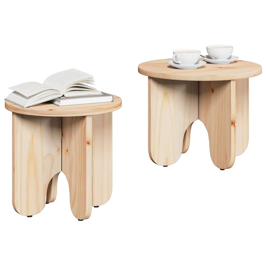 vidaXL Coffee Table 2 pcs Natural 39.5 x 39.5 x 30 cm Solid Pine wood 3