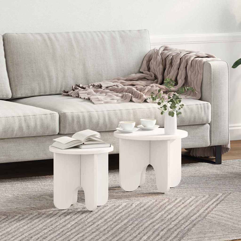 vidaXL Coffee Table 2 pcs White 39.5 x 39.5 x 30 cm Solid Pine wood 1