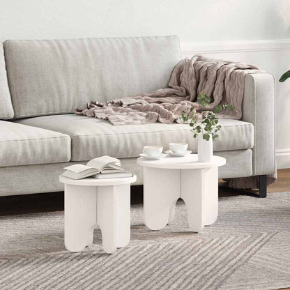 vidaXL Coffee Table 2 pcs White 39.5 x 39.5 x 30 cm Solid Pine wood 1
