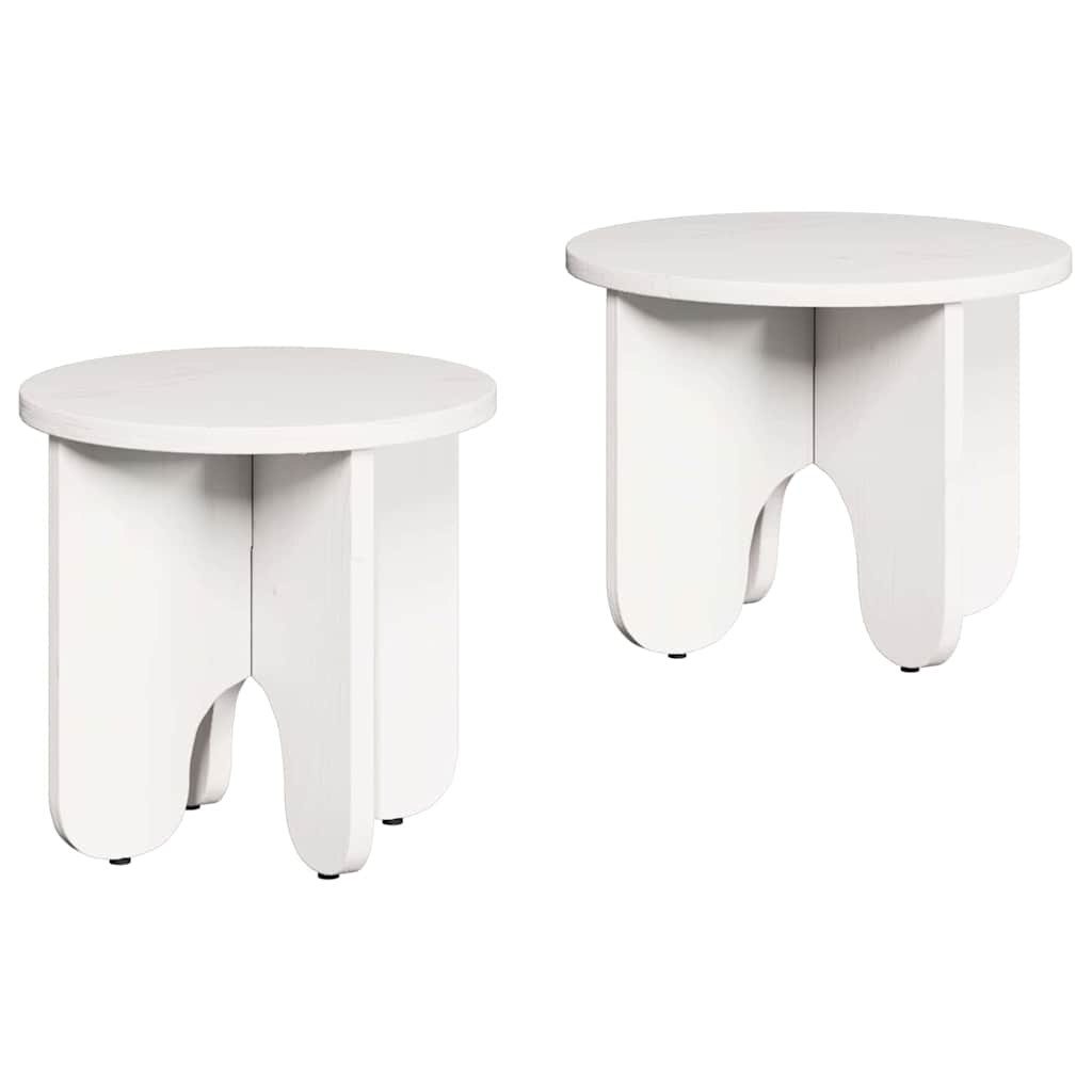 vidaXL Coffee Table 2 pcs White 39.5 x 39.5 x 30 cm Solid Pine wood 2