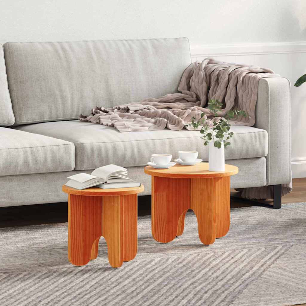 vidaXL Coffee Table 2 pcs Wax Brown 39.5 x 39.5 x 30 cm 1