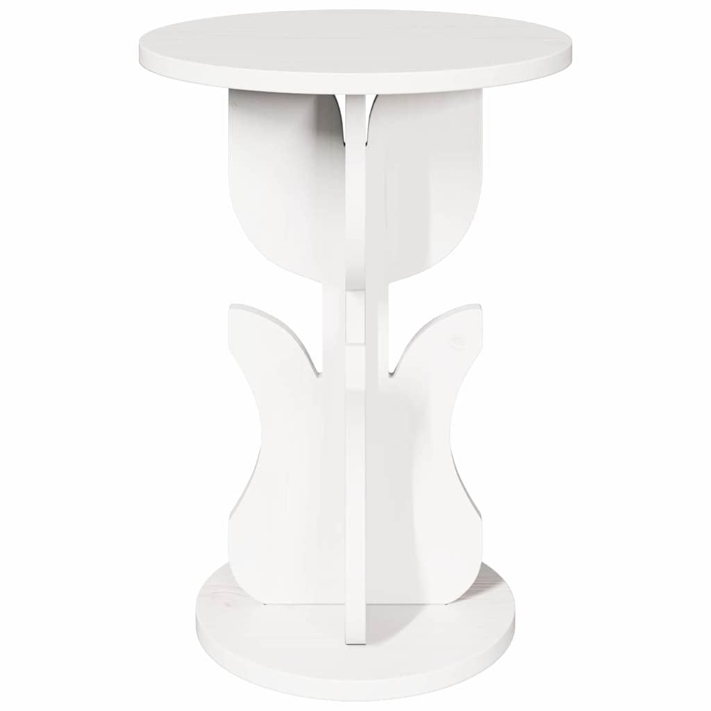 vidaXL Coffee Table White 39.5 x 39.5 x 53.5 cm Solid pine wood 5