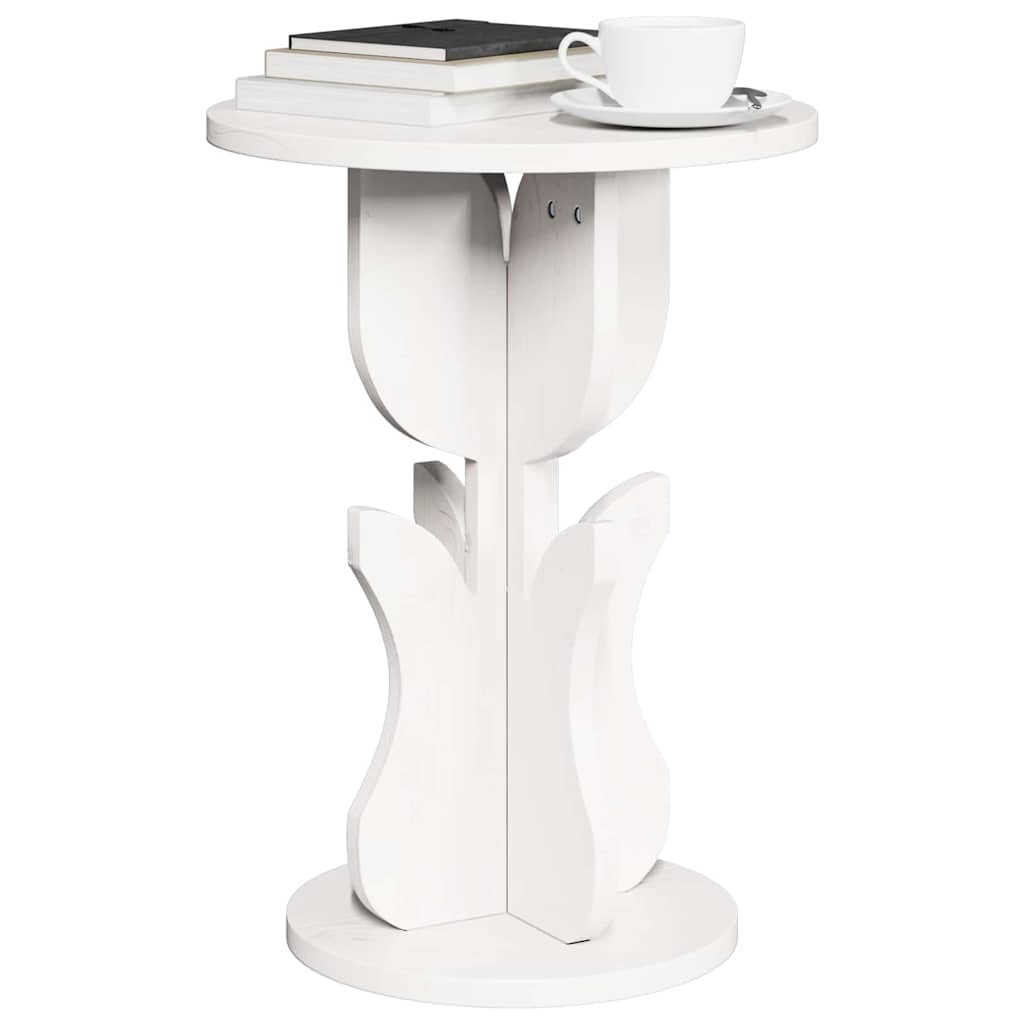 vidaXL Coffee Table White 39.5 x 39.5 x 53.5 cm Solid pine wood 3
