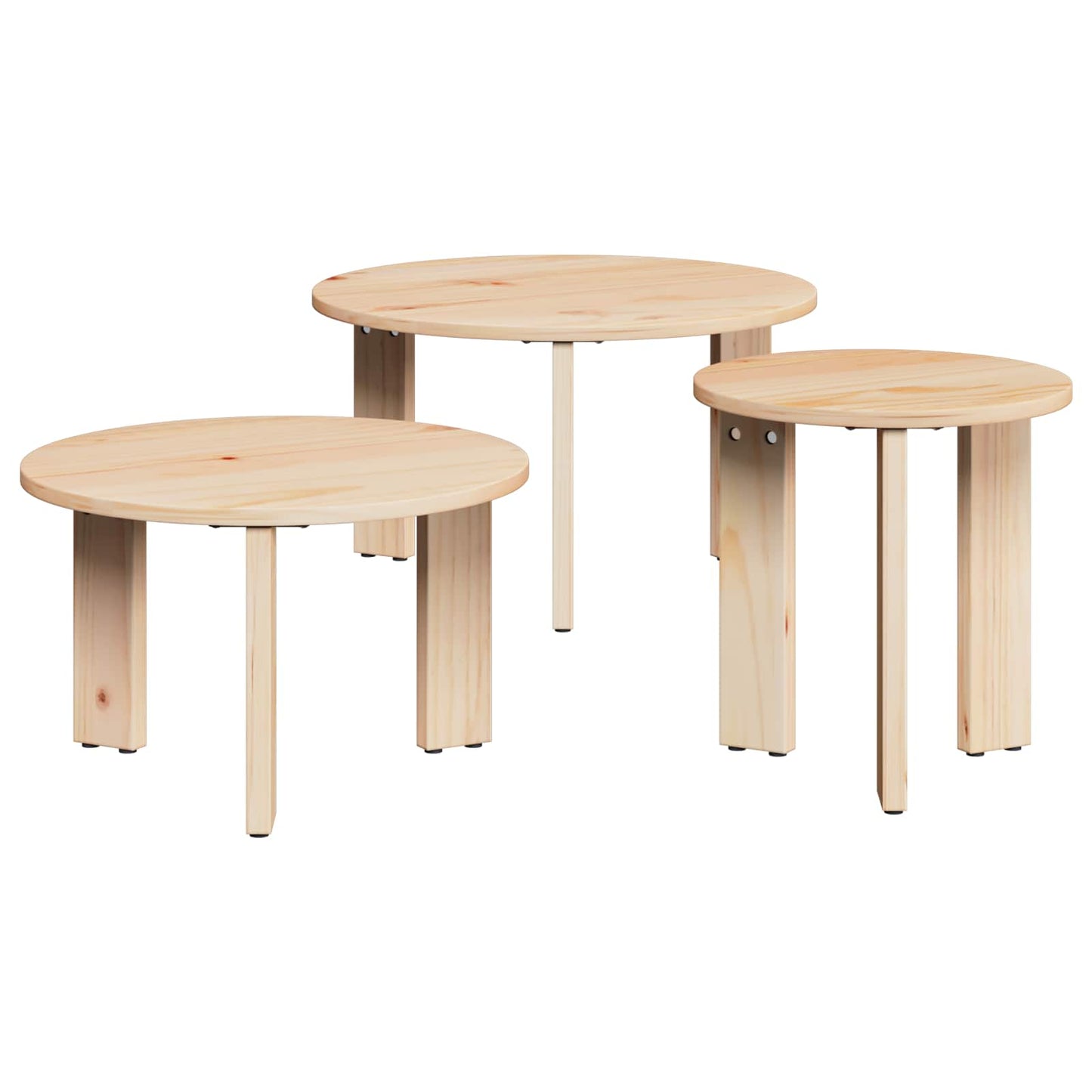 vidaXL Coffee Table 3 pcs Natural 47.5 x 47.5 x 27 cm Solid pine wood 1