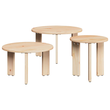 vidaXL Coffee Table 3 pcs Natural 47.5 x 47.5 x 27 cm Solid pine wood 1