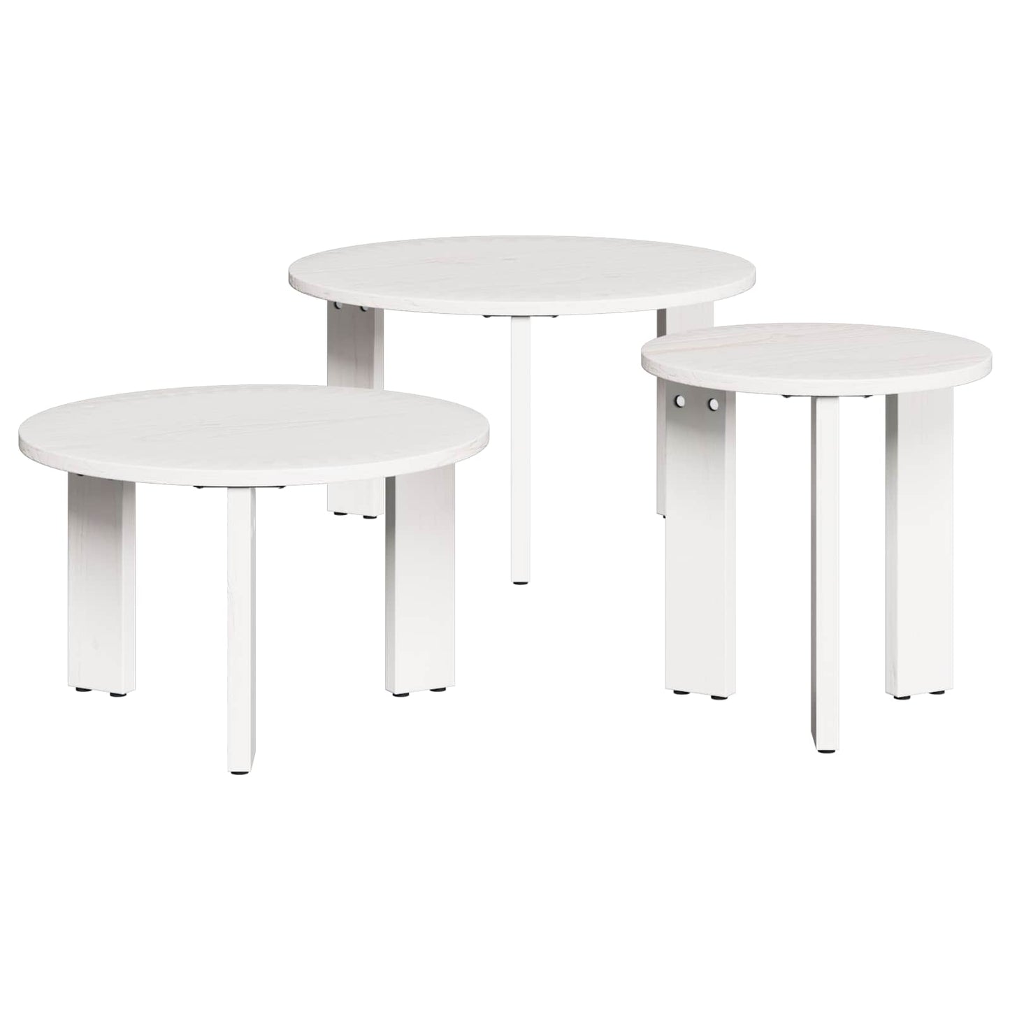 vidaXL Coffee Table 3 pcs White 47.5 x 47.5 x 27 cm Solid pine wood 1