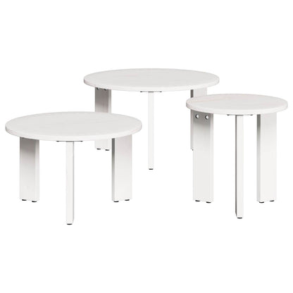 vidaXL Coffee Table 3 pcs White 47.5 x 47.5 x 27 cm Solid pine wood 1