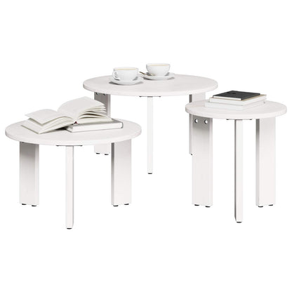 vidaXL Coffee Table 3 pcs White 47.5 x 47.5 x 27 cm Solid pine wood 2