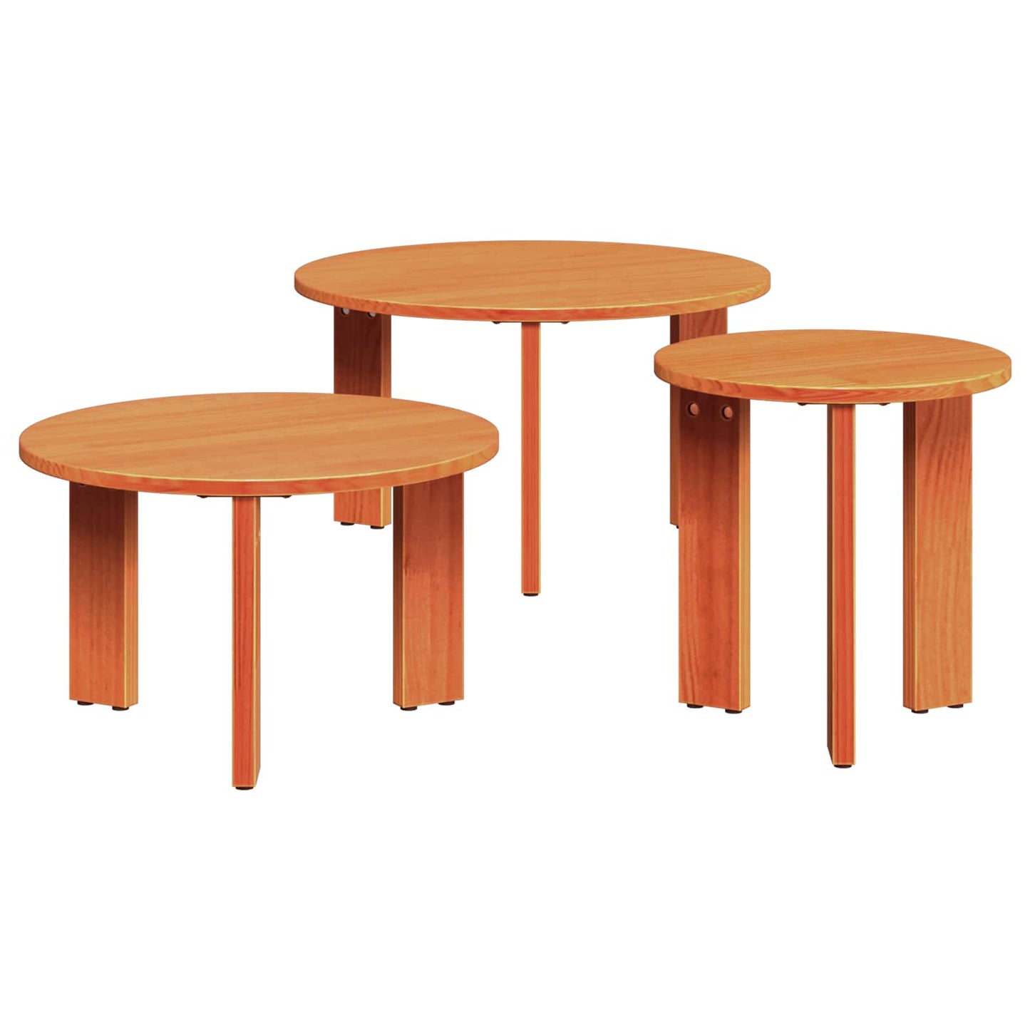 vidaXL Coffee Table 3 pcs Wax Brown 47.5 x 47.5 x 27 cm 1