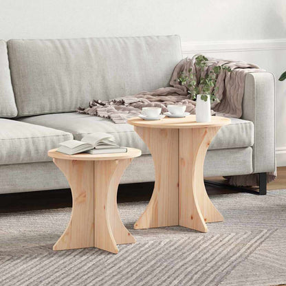 vidaXL Coffee Table 2 pcs Natural 46 x 46 x 47 cm Solid pine wood 1
