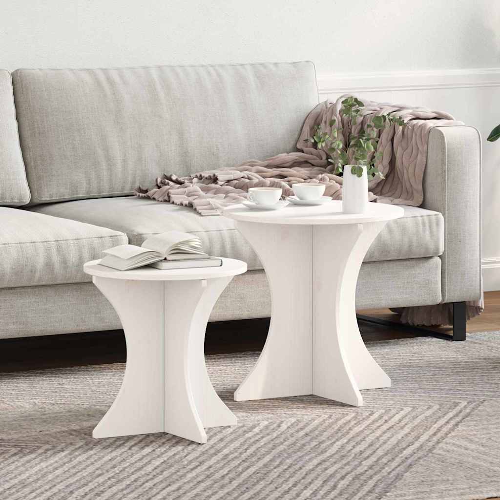 vidaXL Coffee Table 2 pcs White 46 x 46 x 47 cm Solid pine wood 1