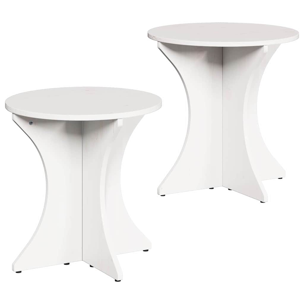 vidaXL Coffee Table 2 pcs White 46 x 46 x 47 cm Solid pine wood 2