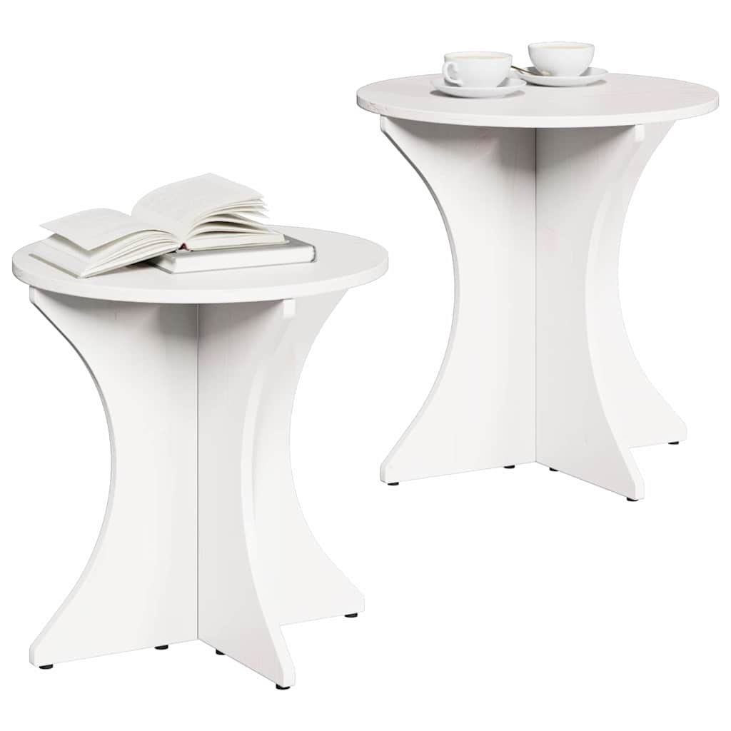 vidaXL Coffee Table 2 pcs White 46 x 46 x 47 cm Solid pine wood 3