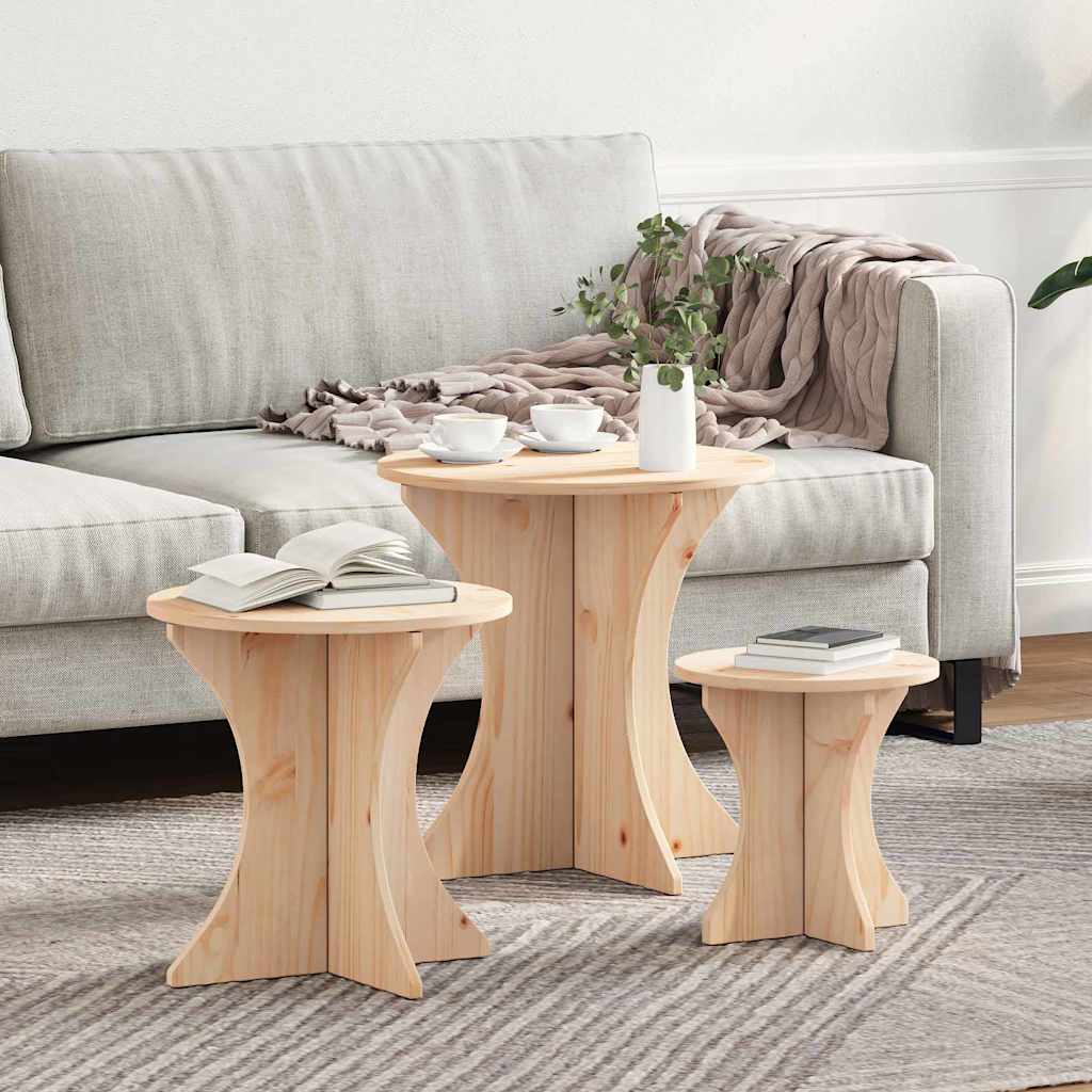 vidaXL Coffee Table 3 pcs Natural 46 x 46 x 47 cm 1
