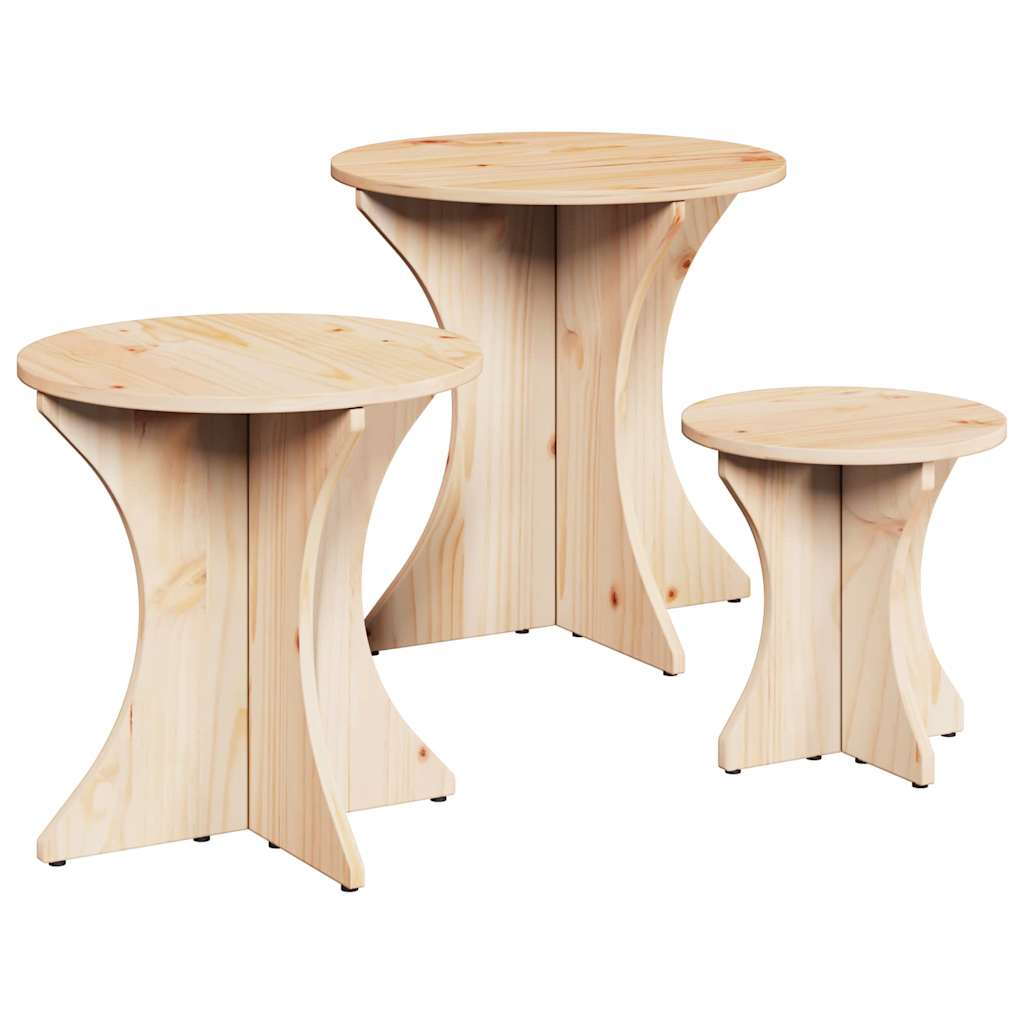 vidaXL Coffee Table 3 pcs Natural 46 x 46 x 47 cm 2