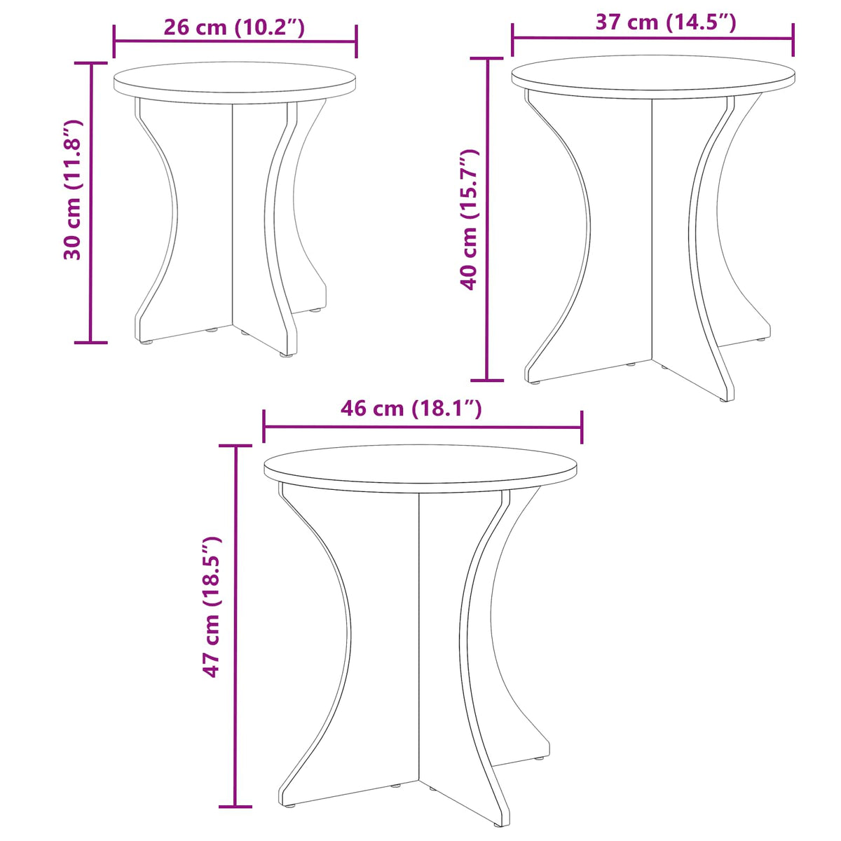 vidaXL Coffee Table 3 pcs White 46 x 46 x 47 cm 4