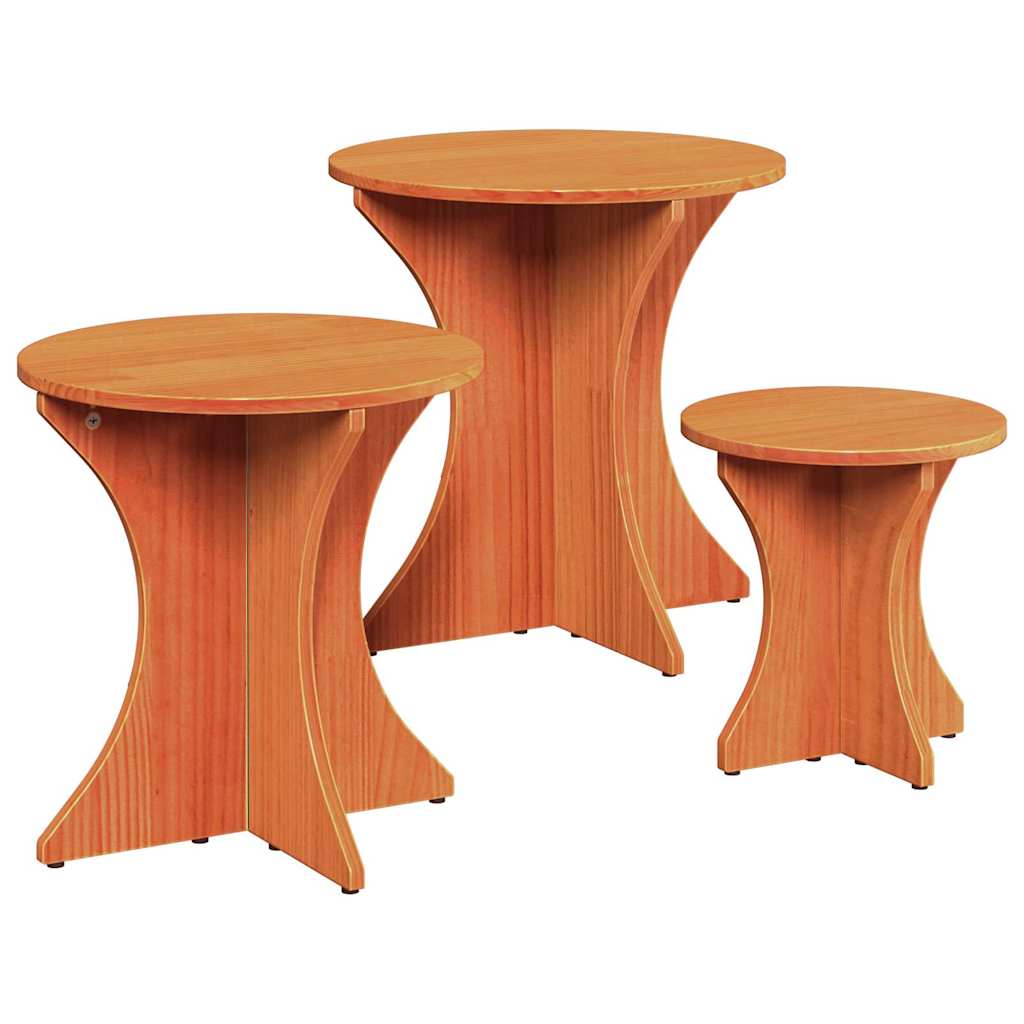 vidaXL Coffee Table 3 pcs Wax Brown 46 x 46 x 47 cm 2