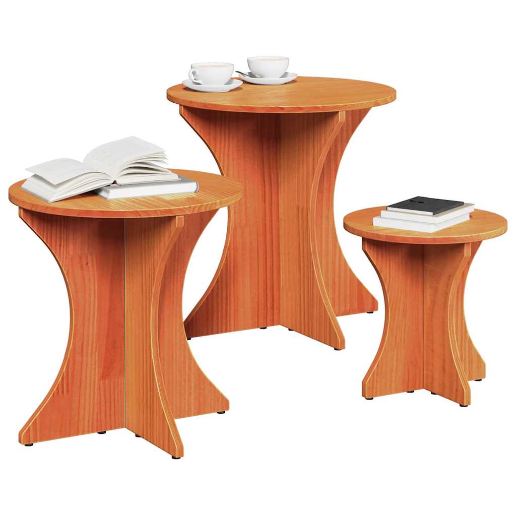vidaXL Coffee Table 3 pcs Wax Brown 46 x 46 x 47 cm 3