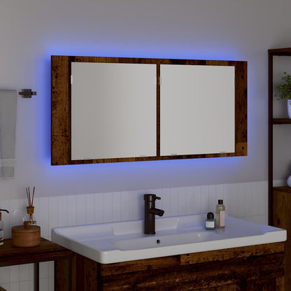 vidaXL LED Mirror Cabinet Old Wood 100 x 12 x 45 cm Engineered Wood 5