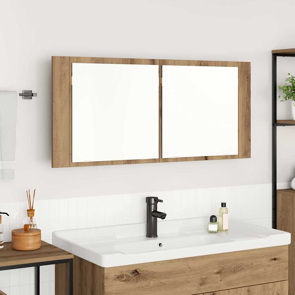 vidaXL LED Mirror Cabinet Artisan Oak 100 x 12 x 45 cm Engineered Wood 1