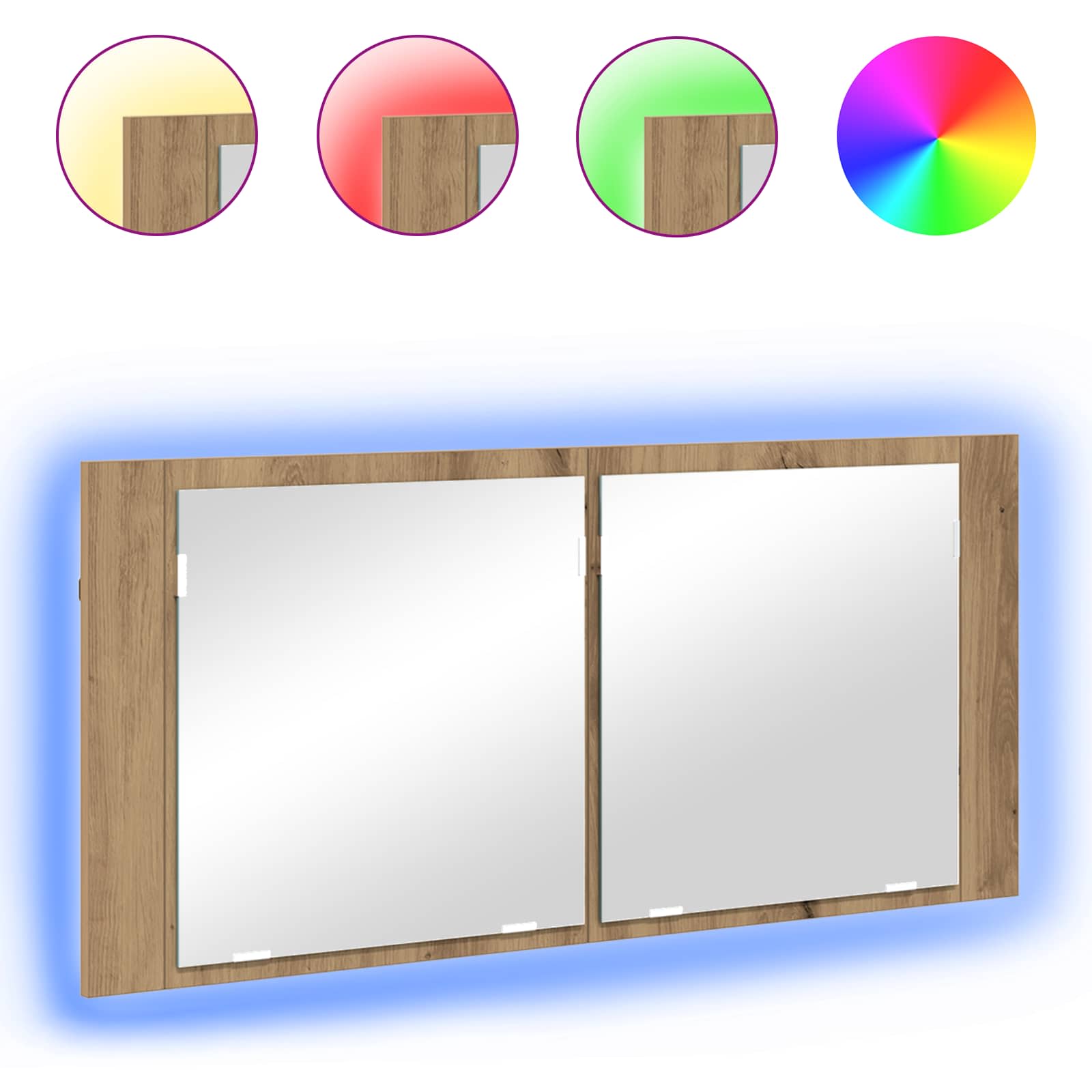 vidaXL LED Mirror Cabinet Artisan Oak 100 x 12 x 45 cm Engineered Wood 4