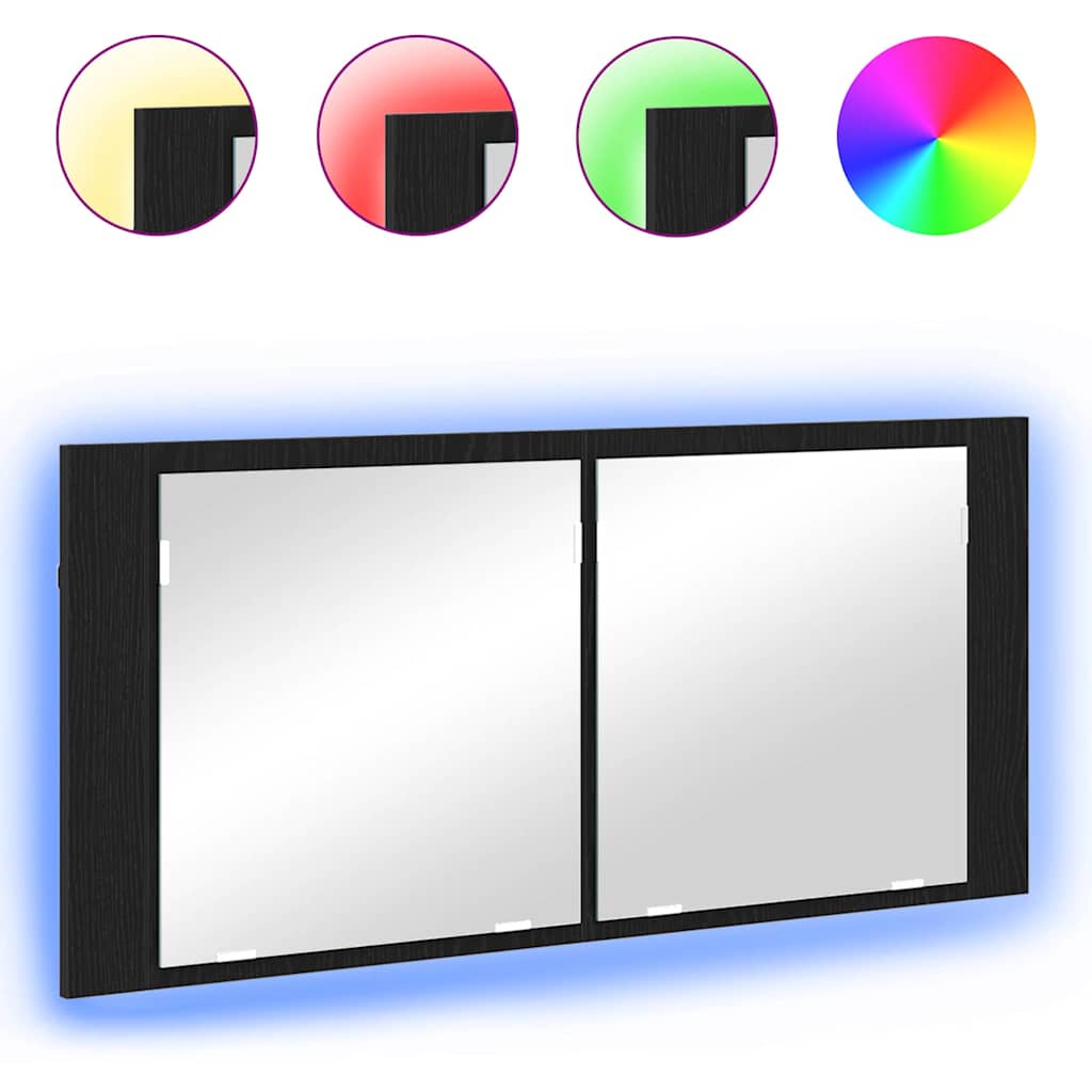 LED Bathroom Mirror Cabinet 100x12x45 cm Acrylic Black oak
