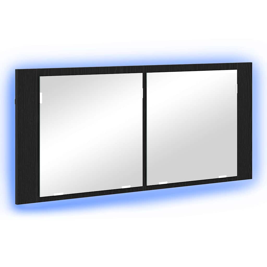 vidaXL LED Mirror Cabinet Black Oak 100 x 12 x 45 cm Engineered Wood 2