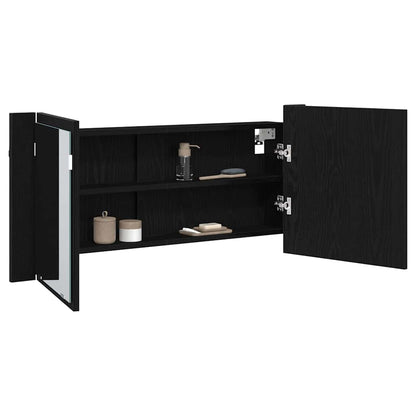 LED Bathroom Mirror Cabinet 100x12x45 cm Acrylic Black oak
