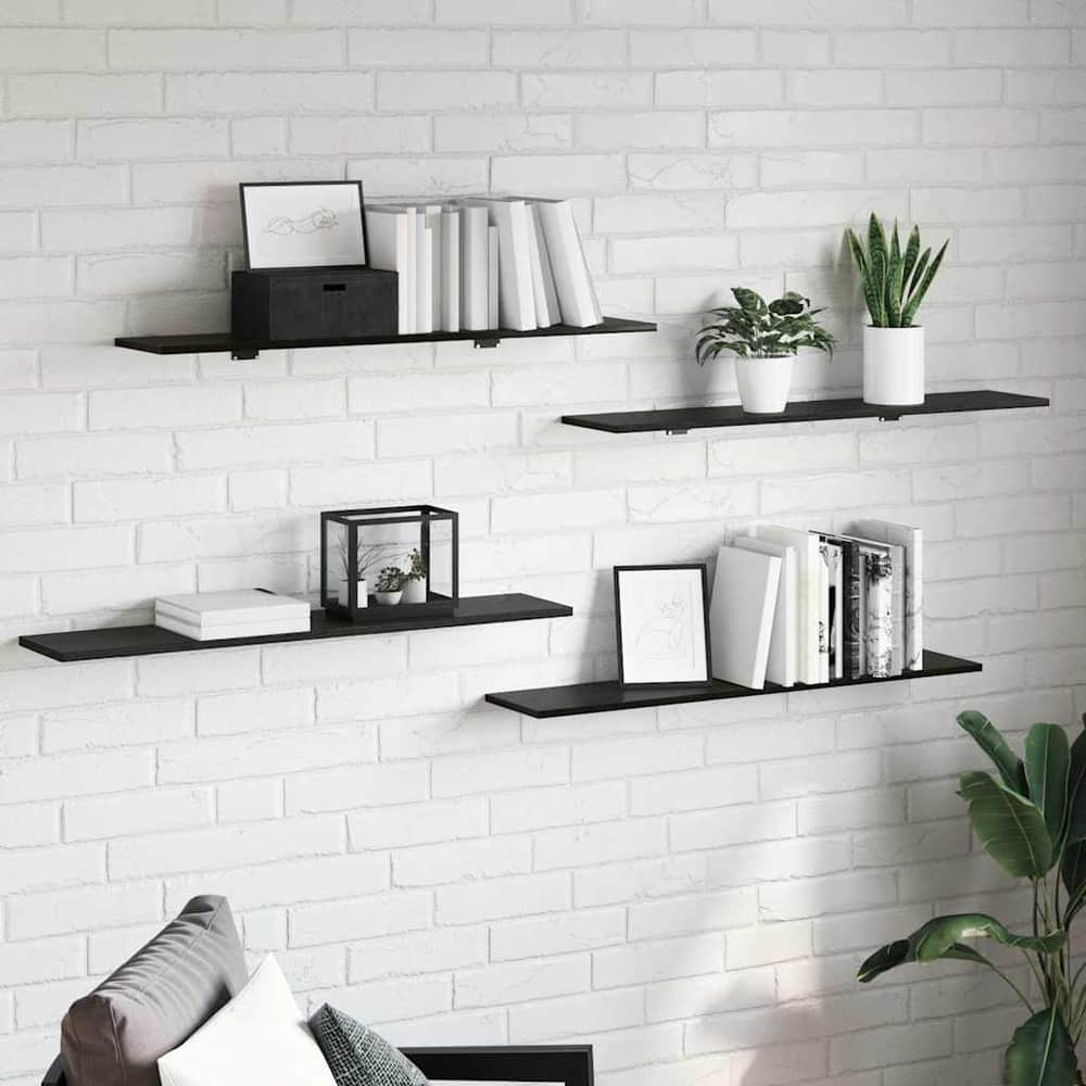 Bookshelf Boards 100x20x1.5 cm Engineered Wood 4 pcs Black oak